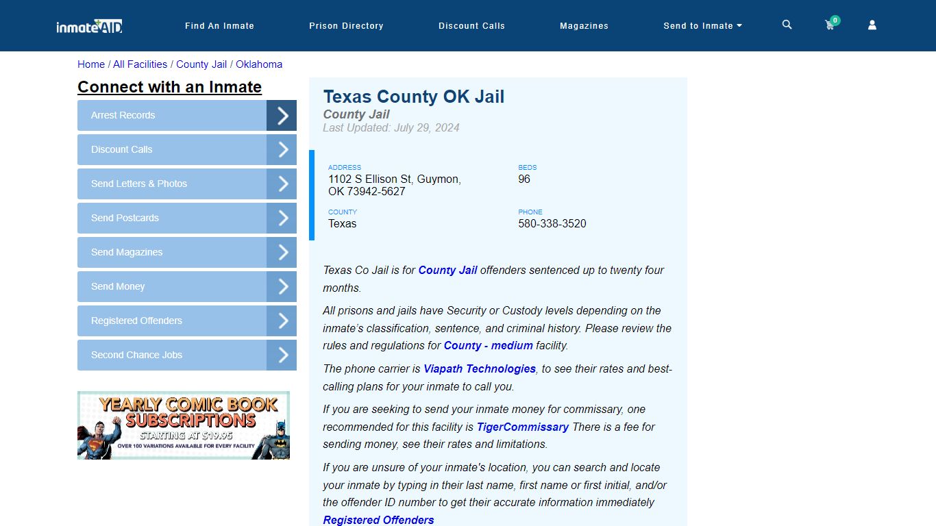 Texas County OK Jail - Inmate Locator