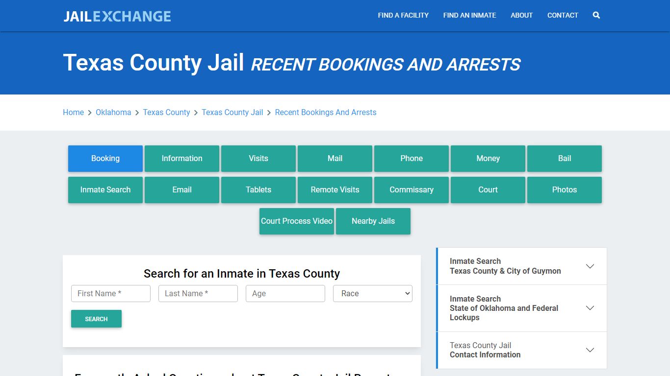 Texas County Jail Recent Bookings And Arrests - Jail Exchange