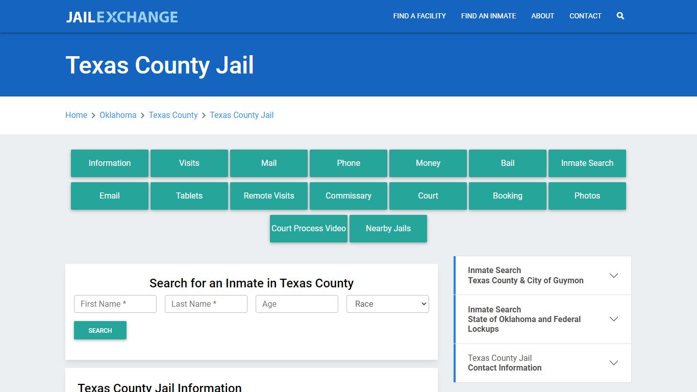 Texas County Jail Roster Lookup, OK, Inmate Search